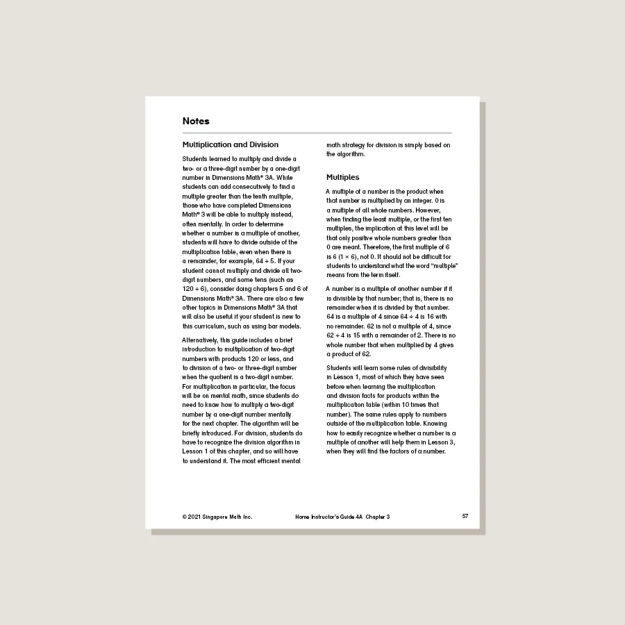 Dimensions Math Home Instructor's Guide 4A - Image 3