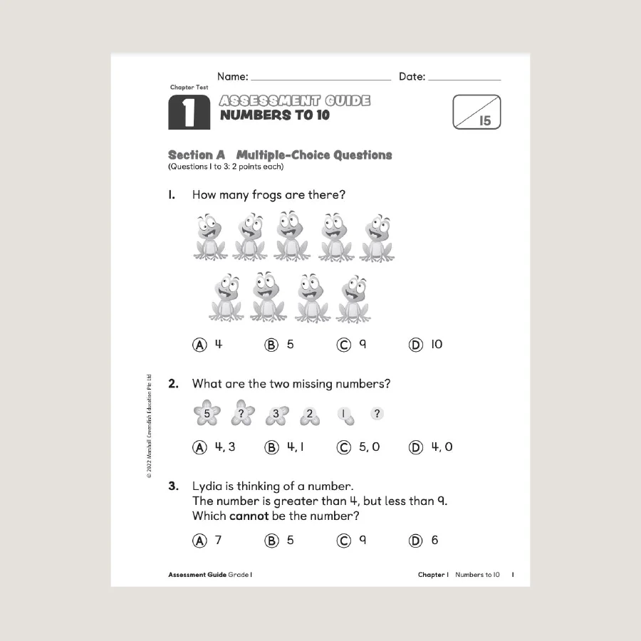 Primary Mathematics Assessment Guide Teacher Edition 1 (2022 Edition) - Image 2