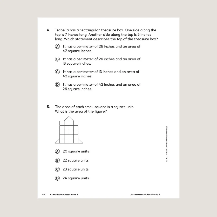 Primary Mathematics Assessment Guide Teacher Edition 3 (2022 Edition) - Blemished - Image 4