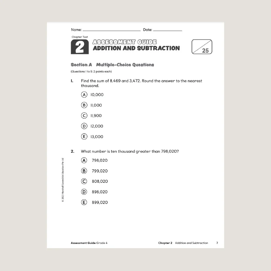 Primary Mathematics Assessment Guide Teacher Edition 4 (2022 Edition) - Blemished - Image 2