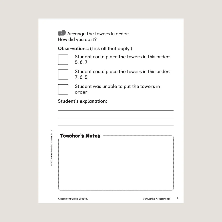 Primary Mathematics Assessment Guide Teacher Edition K (2022 Edition) - Blemished - Image 3