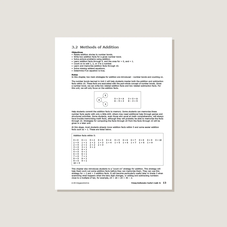 Primary Mathematics Common Core Edition Teacher's Guide 1A - Image 2