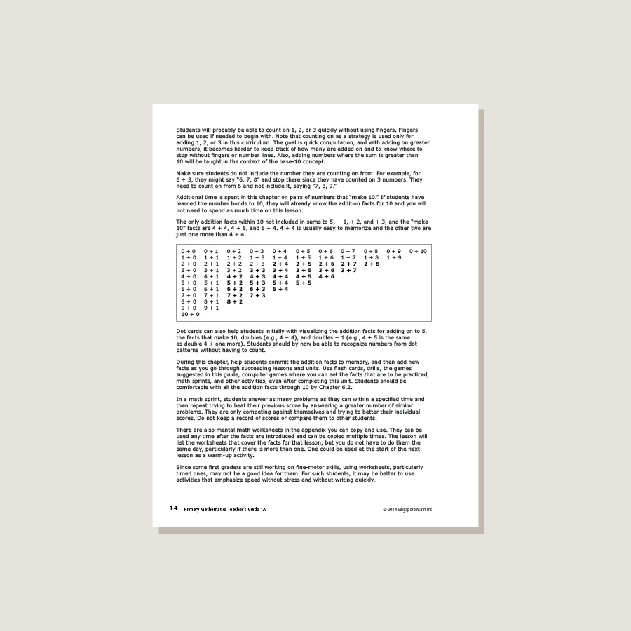Primary Mathematics Common Core Edition Teacher's Guide 1A - Image 3