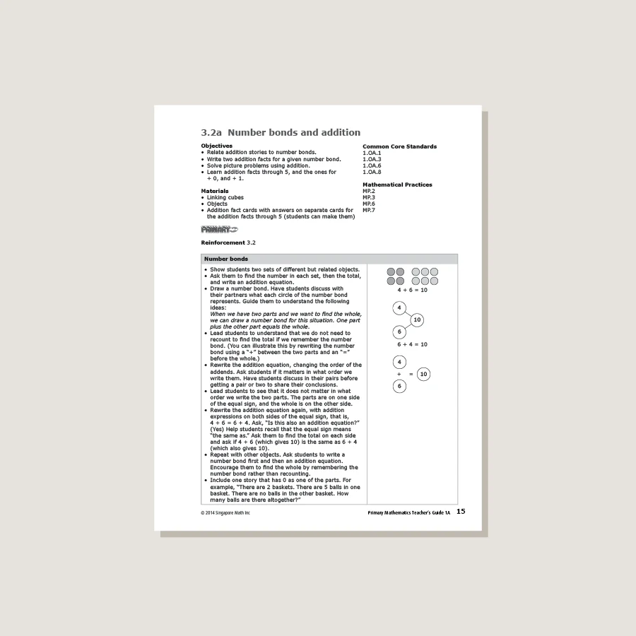 Primary Mathematics Common Core Edition Teacher's Guide 1A - Image 4