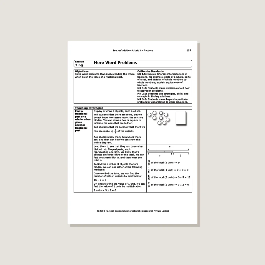 Primary Mathematics Standards Edition Teacher's Guide 4A - Blemished - Image 4