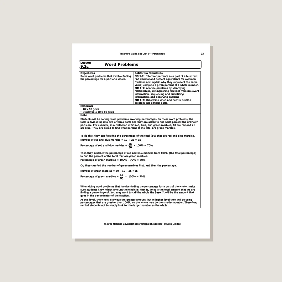 Primary Mathematics Standards Edition Teacher's Guide 5B - Blemished - Image 2