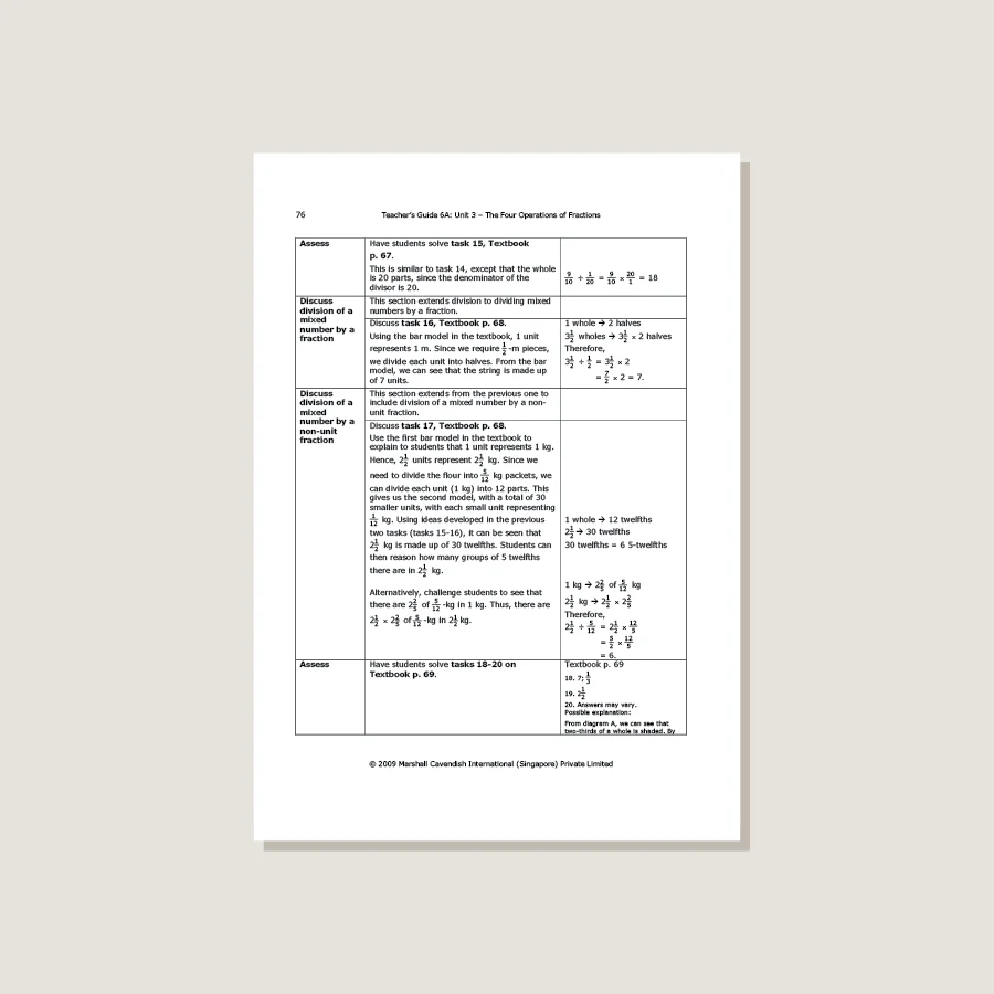 Primary Mathematics Standards Edition Teacher's Guide 6A - Blemished - Image 3