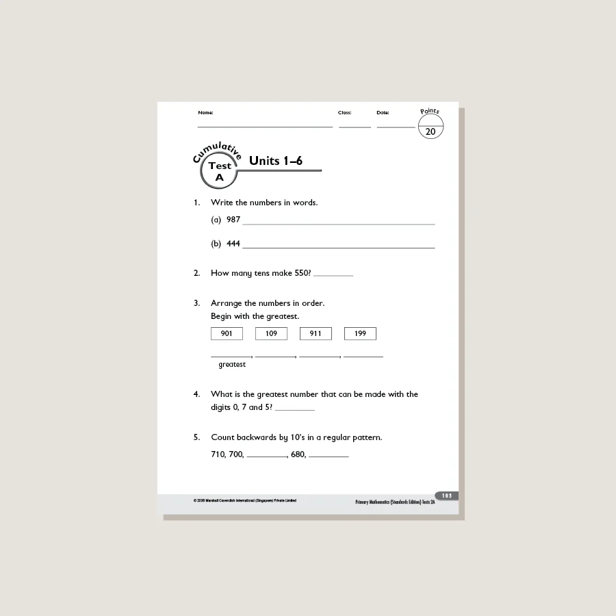 Primary Mathematics Standards Edition Tests 2A - Blemished - Image 4