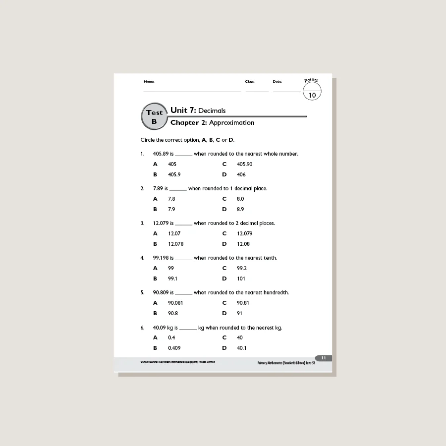 Primary Mathematics Standards Edition Tests 5B - Blemished - Image 2