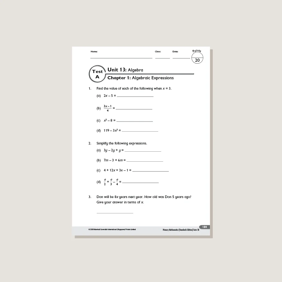 Primary Mathematics Standards Edition Tests 5B - Blemished - Image 4