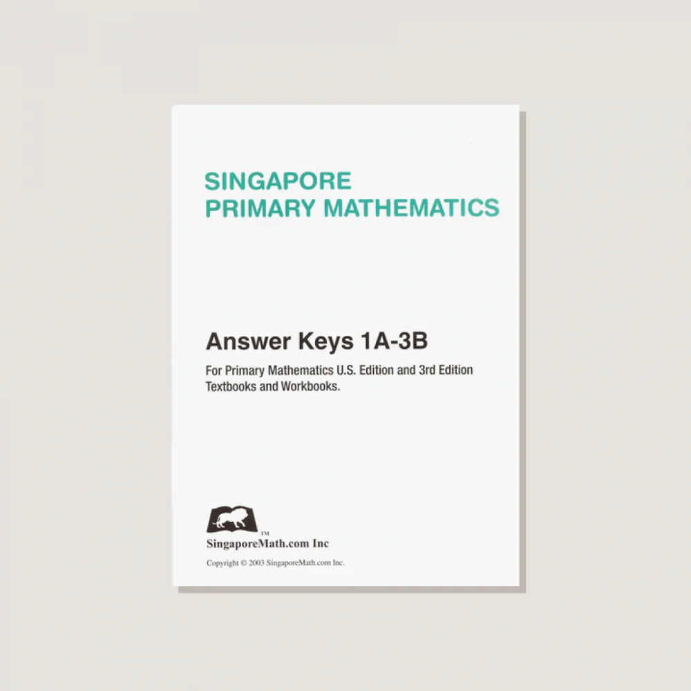 Primary Mathematics U.S. Edition Answer Key Booklet Grades 1A-3B - Blemished