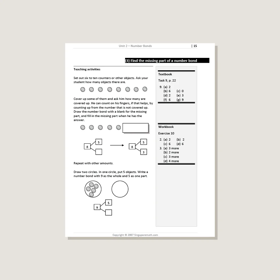 Primary Mathematics U.S. Edition Home Instructor's Guide 1A - Image 2
